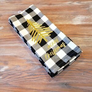 Aspen Home Terry Towels Gold Metallic on Black & White Plaid Set of 3